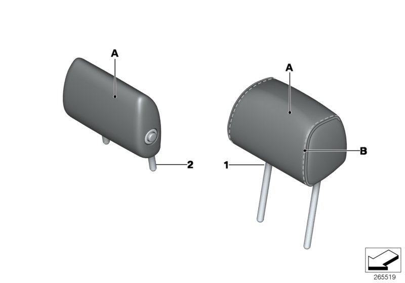 Individual head restraint, leather, rear