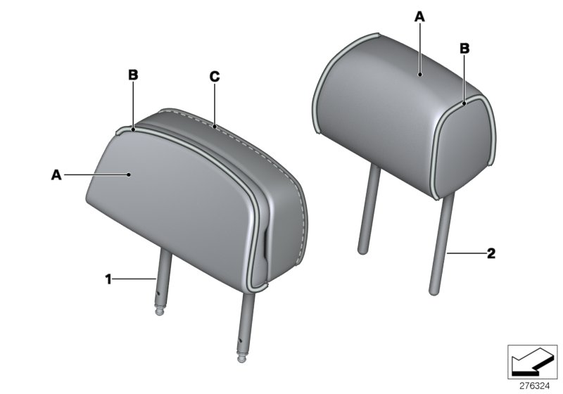 Individual head restraint, leather, rear