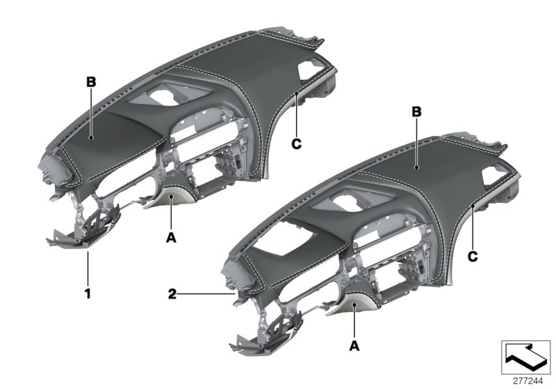 Individual instrument panel, leather