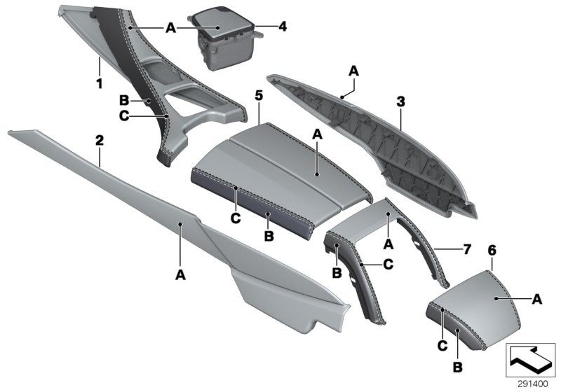 Indiv. centre console/Centre arm rest