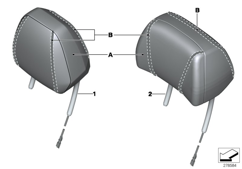Individual leather head restraint, front