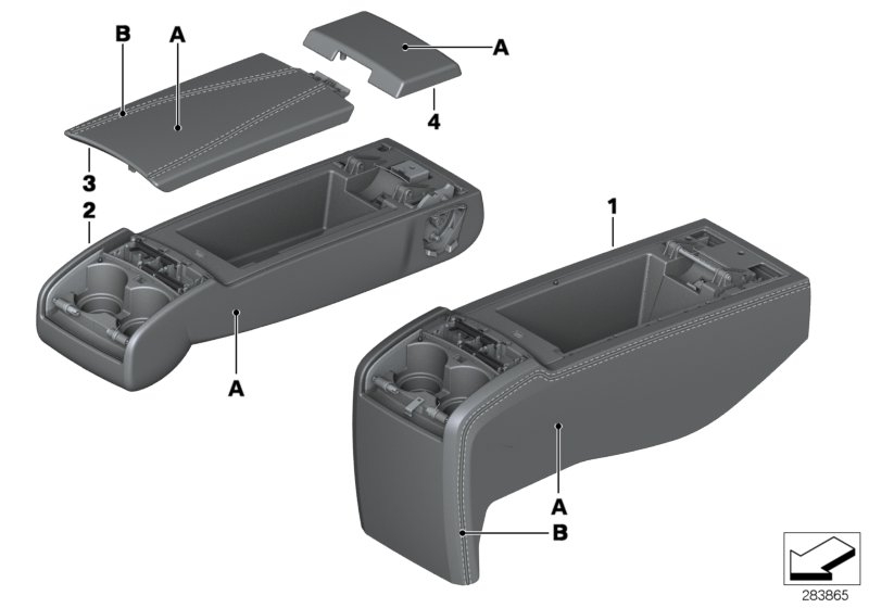 Individual armrest, rear, leather