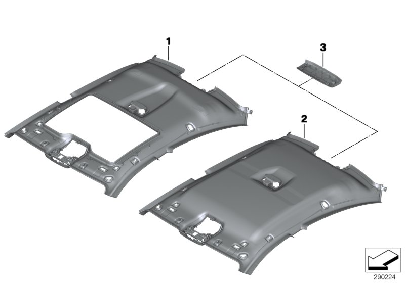 Individual moulded headliner, Alcantara