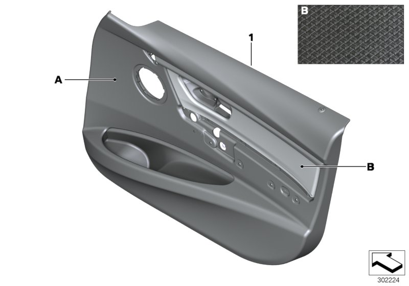 Indiv.door trim panel, front leather