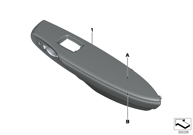 Individual armrest, leather, rear