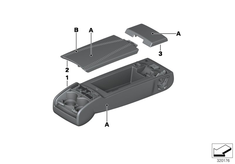 Individual armrest, rear, leather
