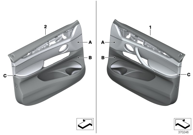 Indiv.door trim panel, front leather