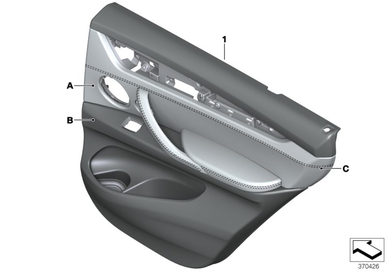 Indiv. door trim panel, leather rear