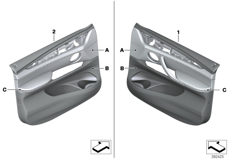 Indi.door trim panel,full leather, front