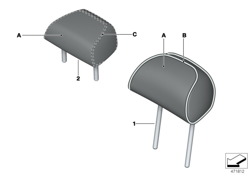 Individual head restraint, rear