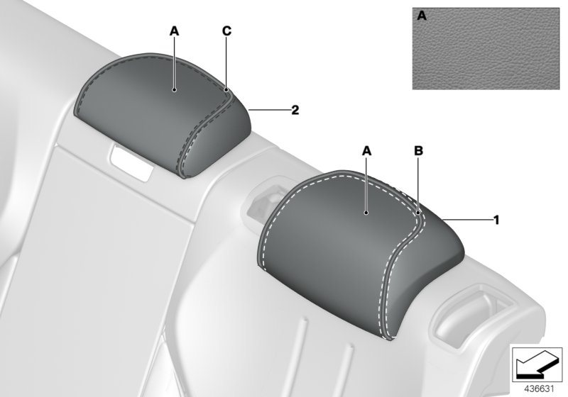 Individual head restraint, rear