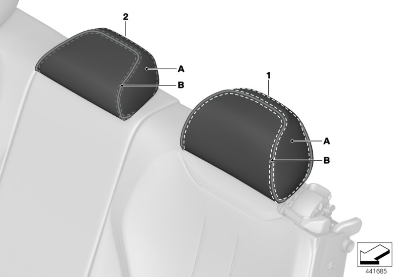 Individual head restraint, leather, rear