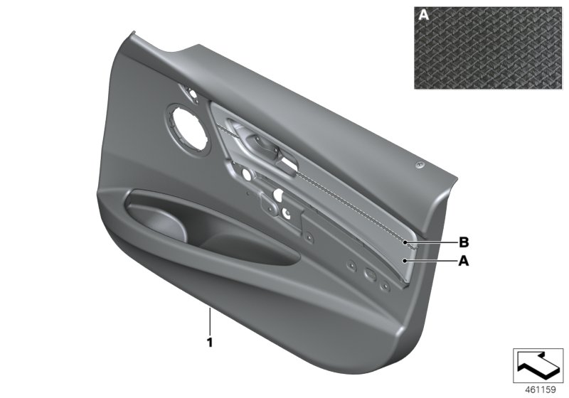 Indiv.door trim panel, front leather