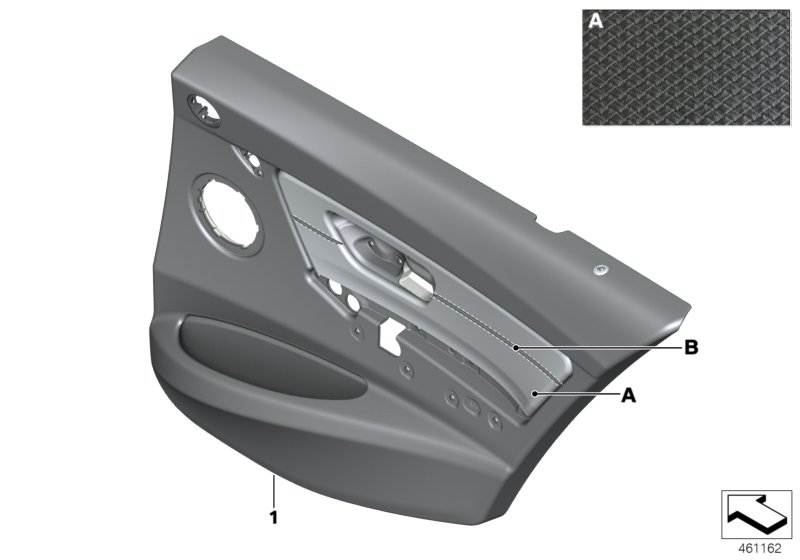 Indiv. door trim panel, leather rear