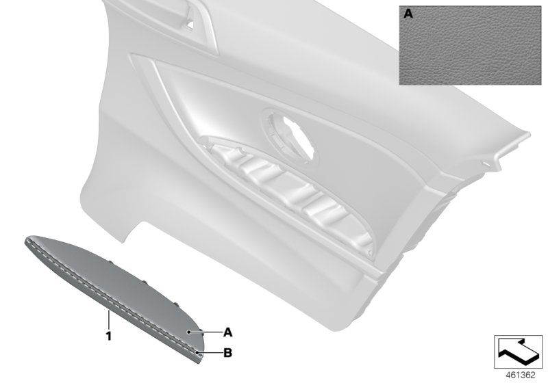 Individual armrest, leather, rear