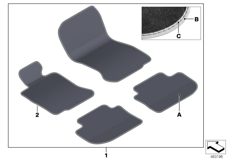 Individual floor mats, Leather border