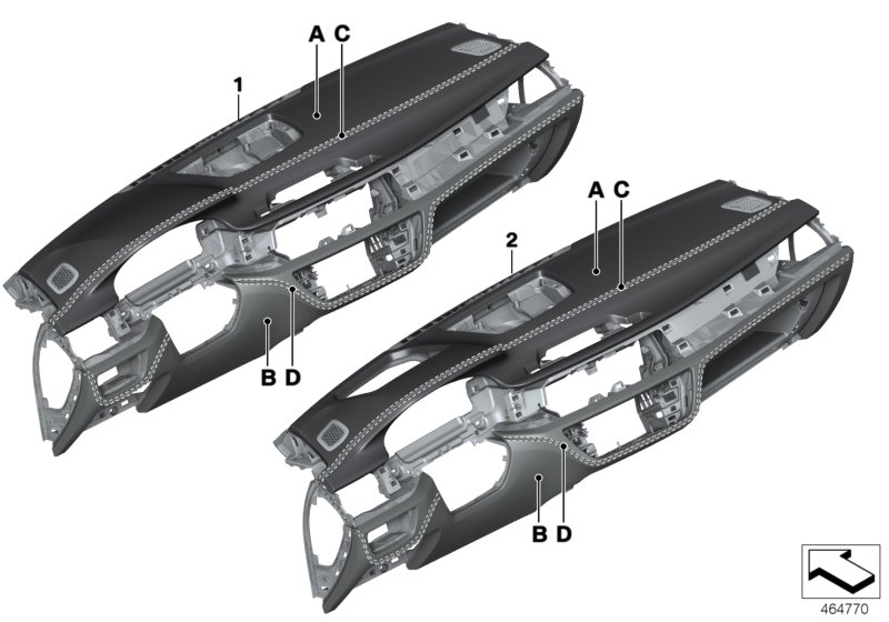 Individual instrument panel, leather