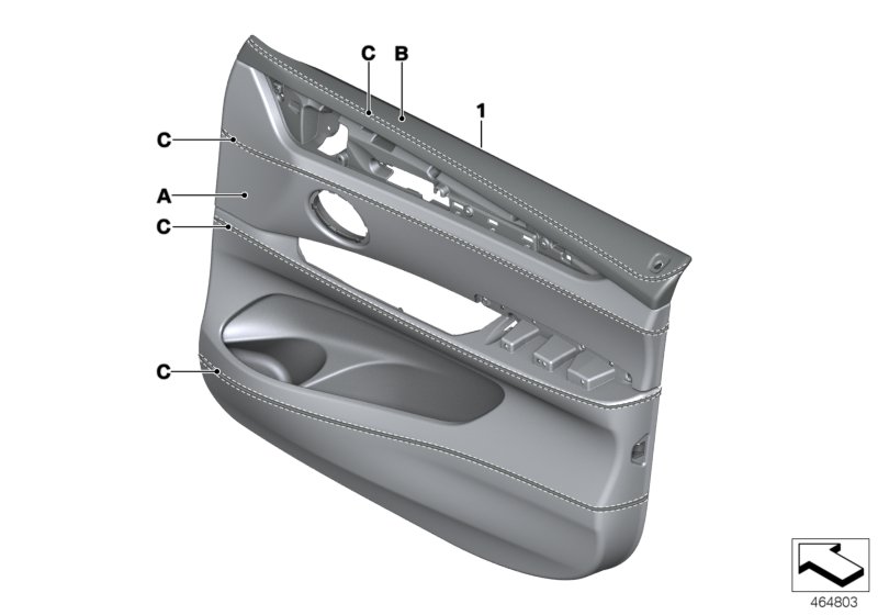 Indiv.door trim panel, front leather