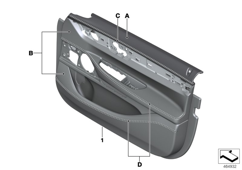 Indiv.door trim panel, front leather