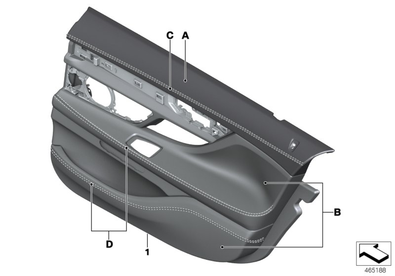 Indiv. door trim panel, leather rear