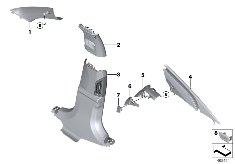Indiv. A-, B-, C-pillar trim panel