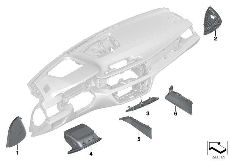 Individual dashboard, mounting parts