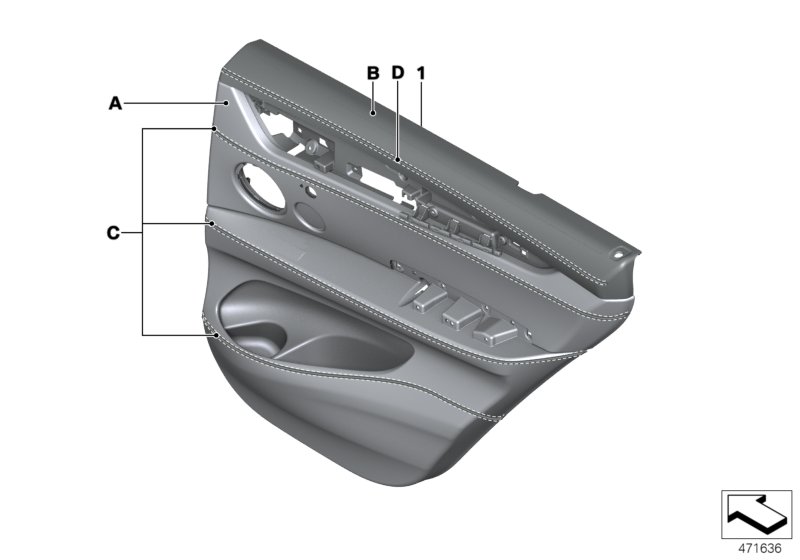 Indiv. door trim panel, leather rear