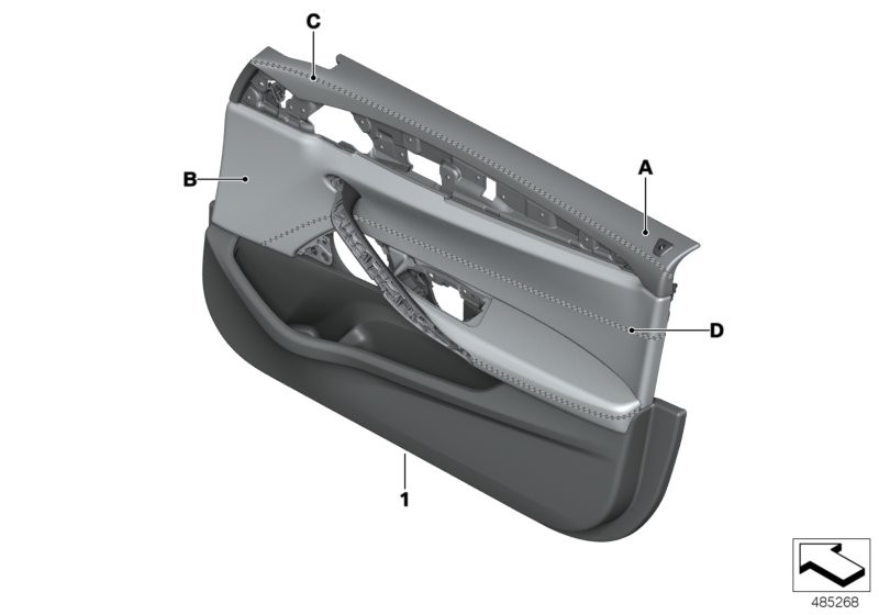 Indiv.front door trim panel,part.leather