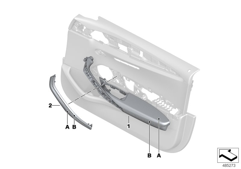 Ind. mounted parts front door trim panel