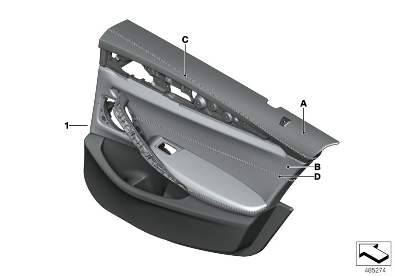 Indi.door trim panel, full leather, rear