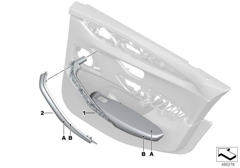 Indi. mounted parts rear door trim panel