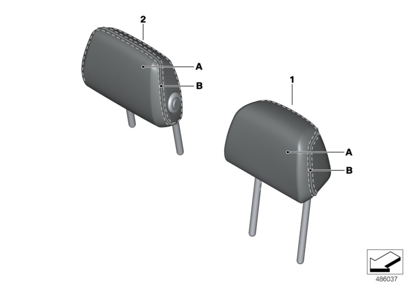 Individual head restraint, leather, rear
