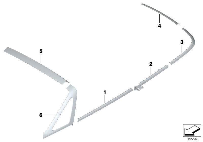Waistrail/windscreen surround, polished